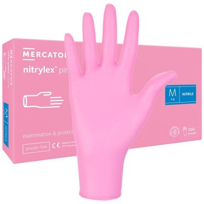 100st Handskar Nitril - Storlek: Medium - Rosa